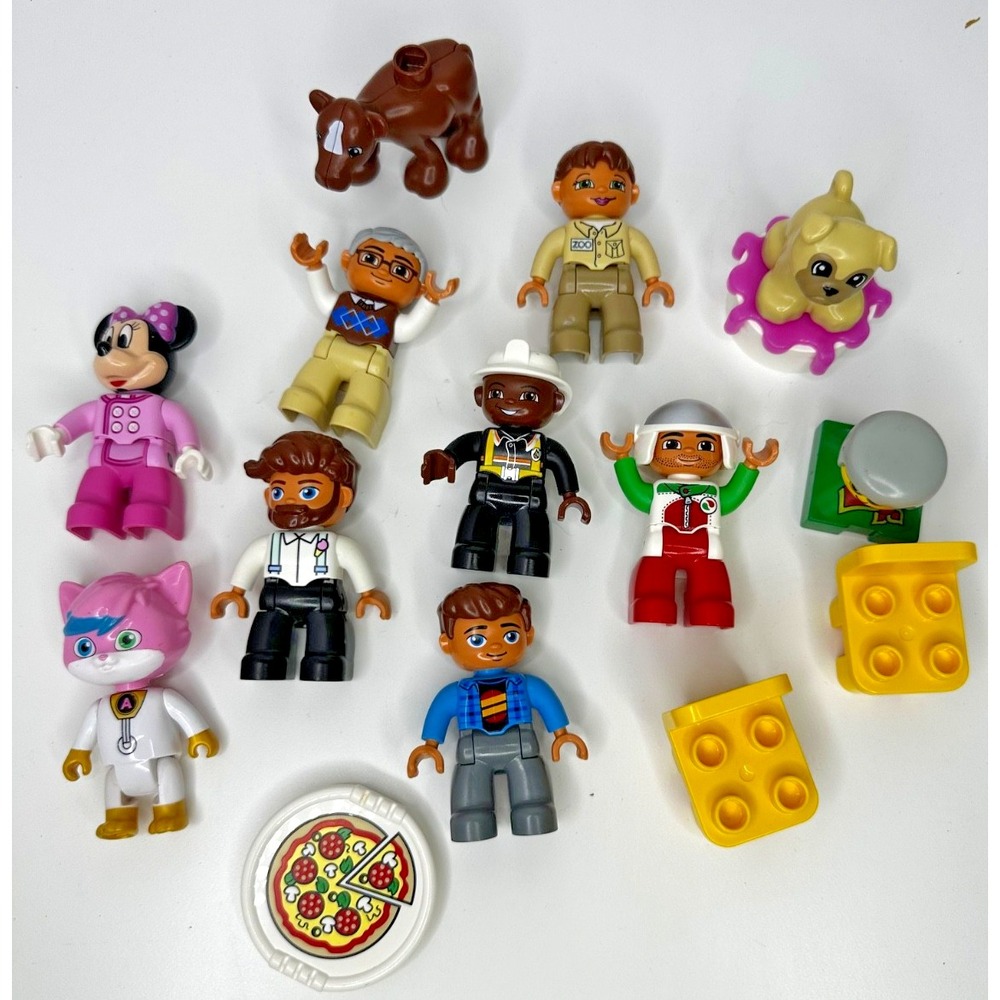 Lego Duplo Disney Zoo Grandpa Driver Dad Chairs Pizza Puppy Cow 14 Pc Set